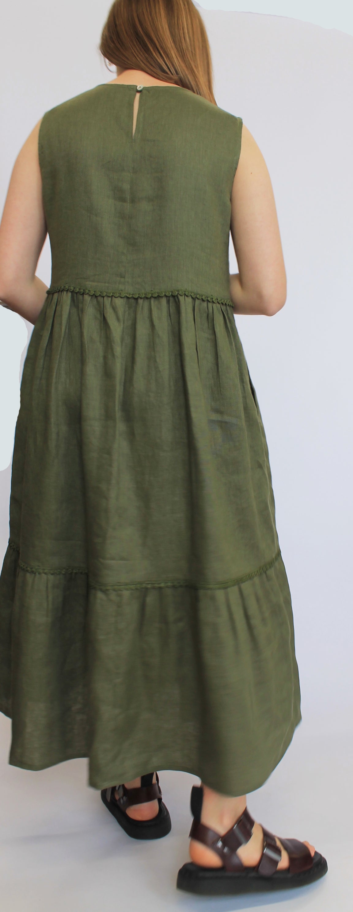 Sleeveless Tiered Linen Dress