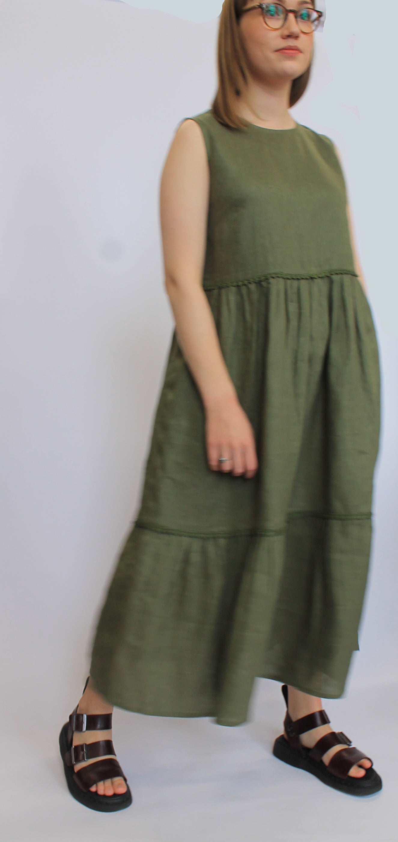 Sleeveless Tiered Linen Dress